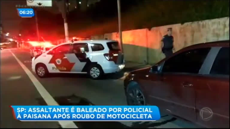 Vídeo: Bandido rouba motocicleta e acaba baleado por policial de folga