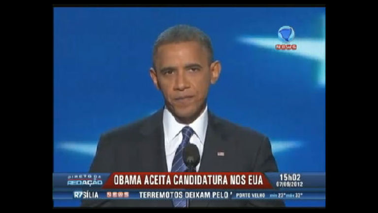 Vídeo: Obama aceita candidatura formal  à reeleição nos EUA