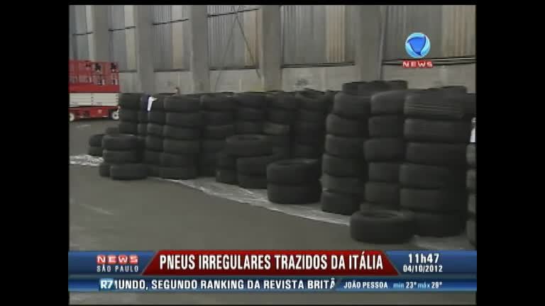 Vídeo: Fiscais contabilizam pneus usados trazidos irregularmente da Itália