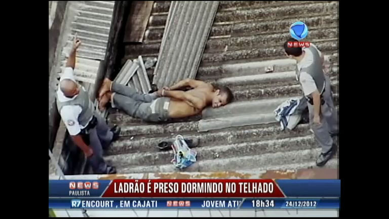 Vídeo: Ladrão é preso dormindo no telhado em Campinas, interior de São Paulo