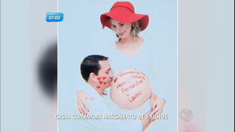 Vídeo: Casal comemora nascimento de quíntuplos em Goiânia