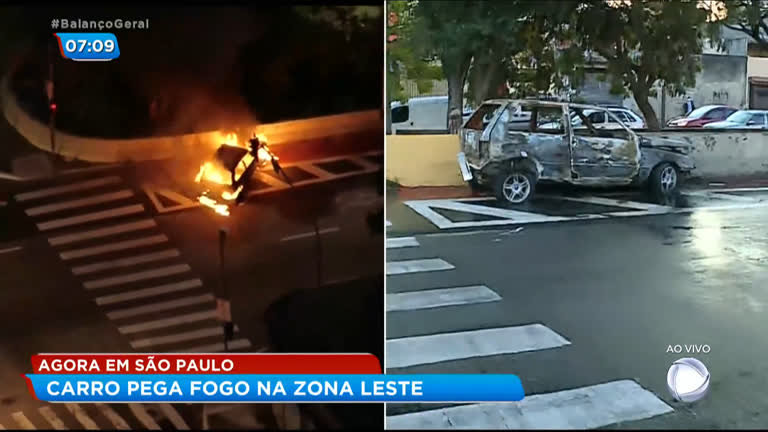 Vídeo: Carro pega fogo na zona leste de São Paulo