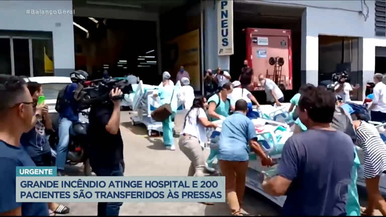 Vídeo: Grande incêndio atinge hospital no Rio e 200 pacientes são transferidos às pressas