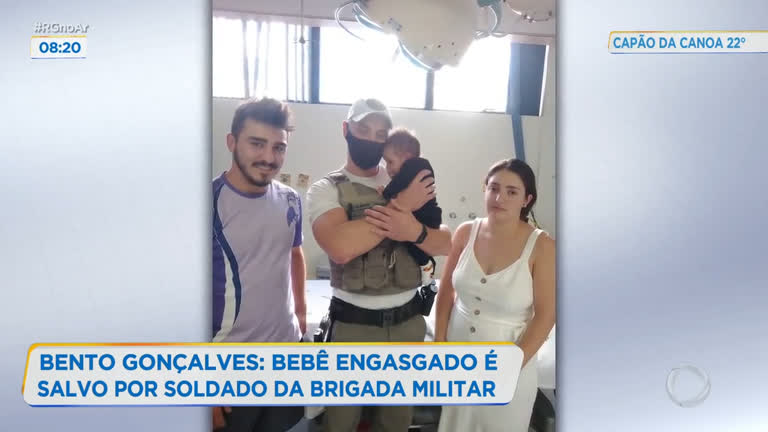 Vídeo: Bento Gonçalves: bebê engasgado é salvo por soldado da Brigada Militar