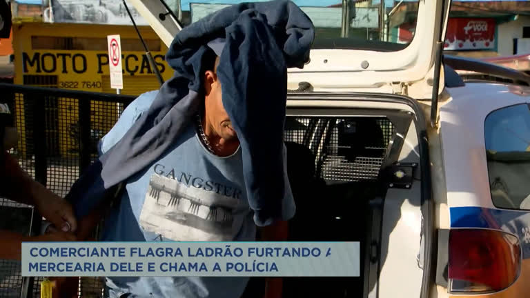 Vídeo: Suspeito de furtar mercearia é preso em flagrante na Grande BH