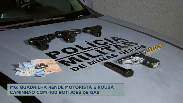 Vídeo: Quadrilha rende motorista e rouba caminhão com 400 botijões de gás