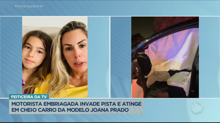 Vídeo: Carro da modelo Joana Prado fica destruído ao ser atingido por motorista embriagada