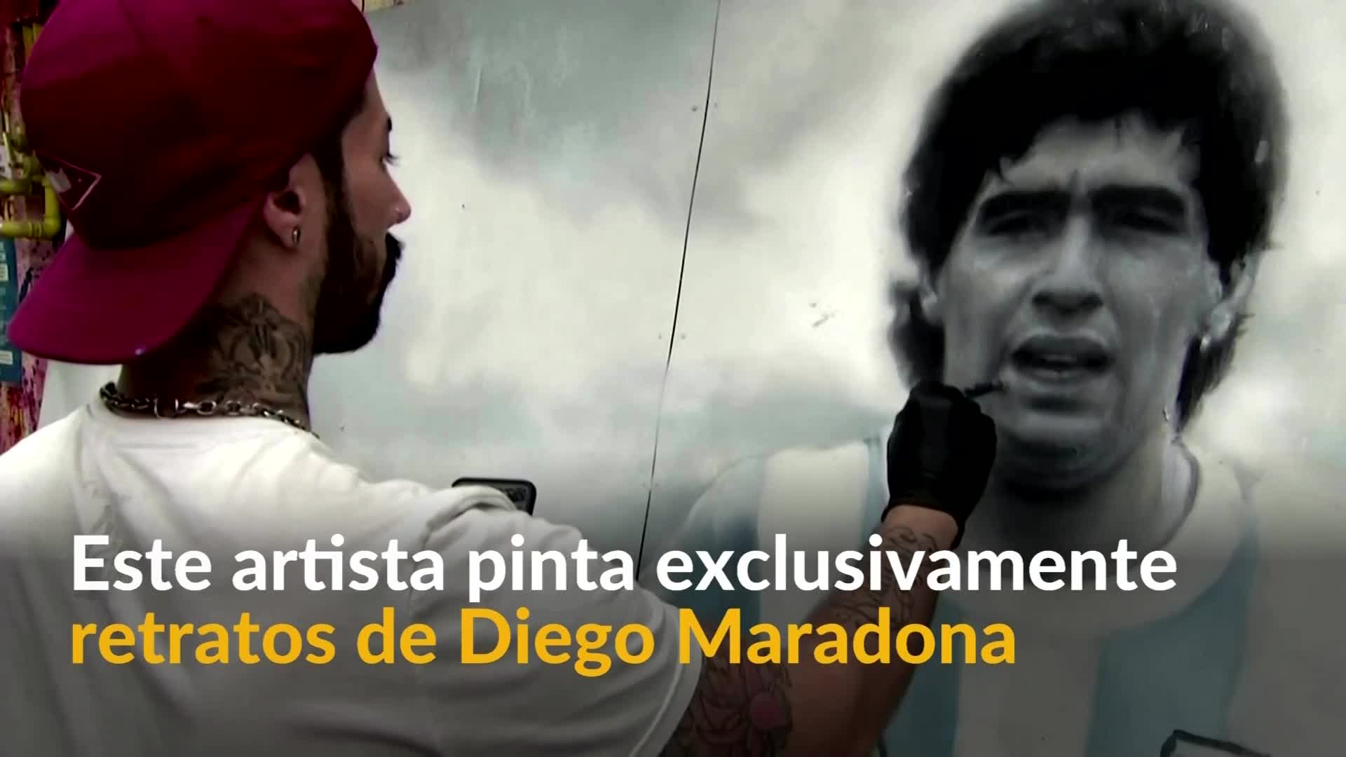 Vídeo: Artista argentino se dedica a pintar exclusivamente retratos de Maradona