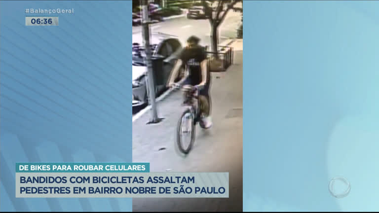 Vídeo: Bandidos usam bicicleta para roubar celular de pedestres em bairro nobre de SP