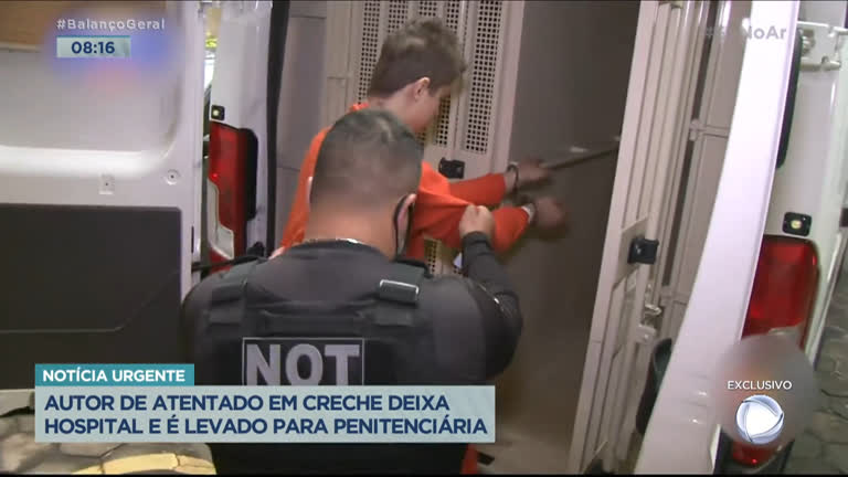 Vídeo: Autor de ataque a creche em Santa Catarina deixa hospital e é levado para presídio