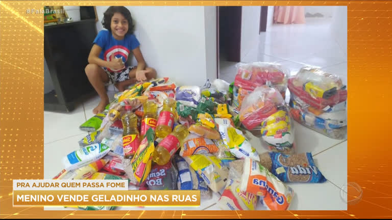 Vídeo: Menino vende geladinho nas ruas para doar cestas básicas a famílias carentes