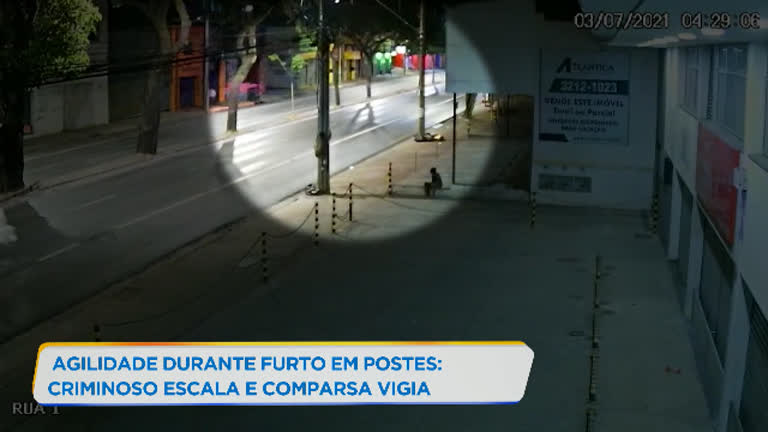 Vídeo: Suspeito escala poste para furtar fiação na avenida Pedro II, em BH