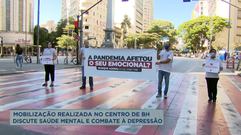 Vídeo: Ação para falar sobre saúde mental é realizada no Centro de BH