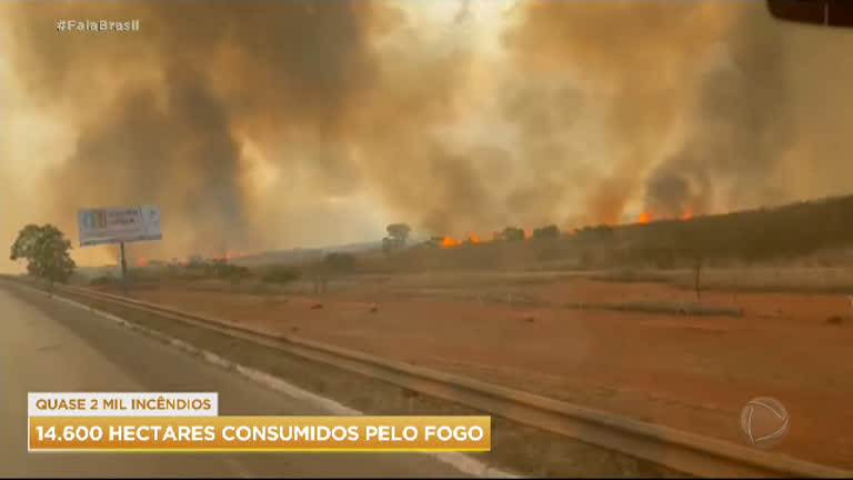 Vídeo: Bombeiros se arriscam para combater incêndios florestais no Centro-Oeste