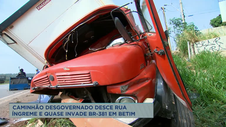 Vídeo: Caminhão desgovernado quase invade BR-381 em Betim (MG)