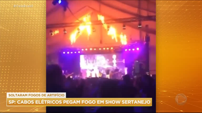 Vídeo: Fogos de artifício provocam incêndio durante show de dupla sertaneja