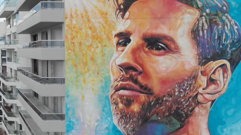 Vídeo: ‘De outra galáxia’, Messi ganha mural de 70 m de altura na Argentina