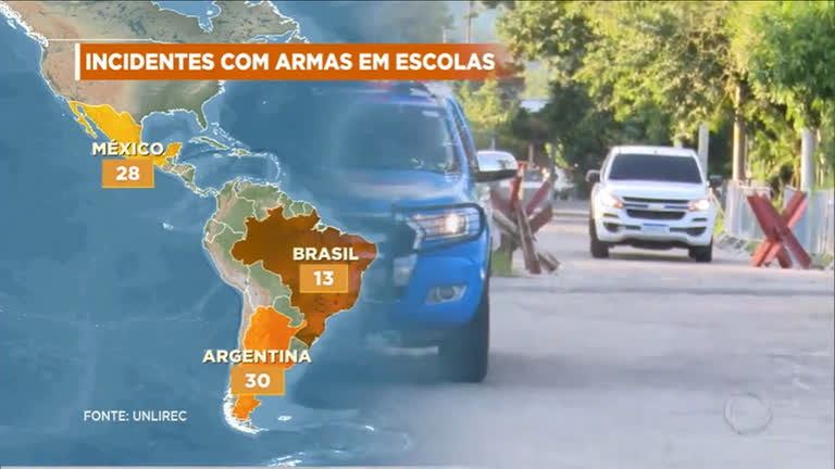 Vídeo: Brasil é o terceiro país da América Latina em incidentes com armas nas escolas