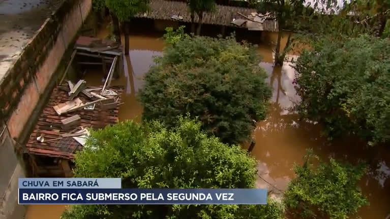 Vídeo: Após chuvas, bairro de Sabará (MG) fica submerso pela segunda vez