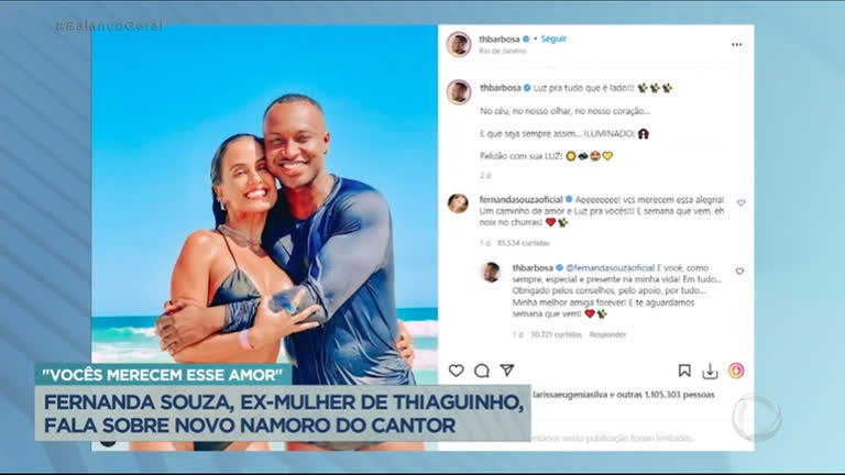 Vídeo: Fernanda Souza fala sobre novo namoro do ex-marido Thiaguinho