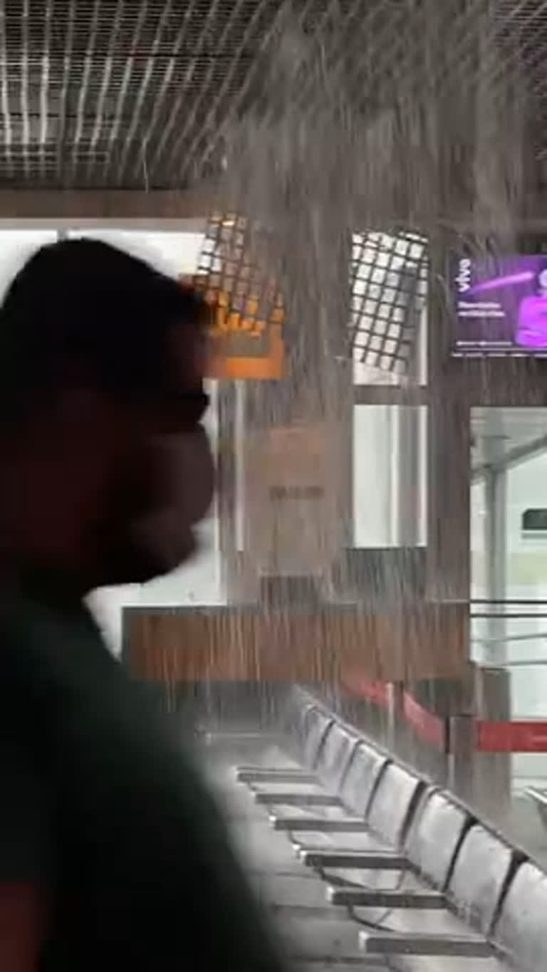 Vídeo: Temporal em SP faz chover dentro do Aeroporto de Congonhas