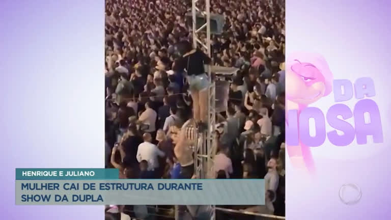 Vídeo: Mulher cai de estrutura durante show de Henrique e Juliano