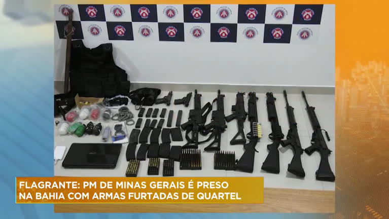 Vídeo: Policial de MG é preso na Bahia com armas furtadas de quartel