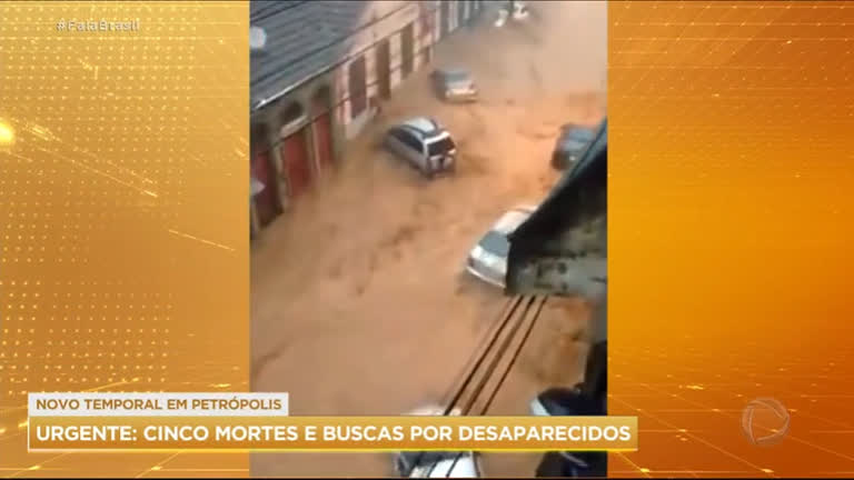 Vídeo: Novo temporal atinge Petrópolis e deixa ao menos cinco mortos