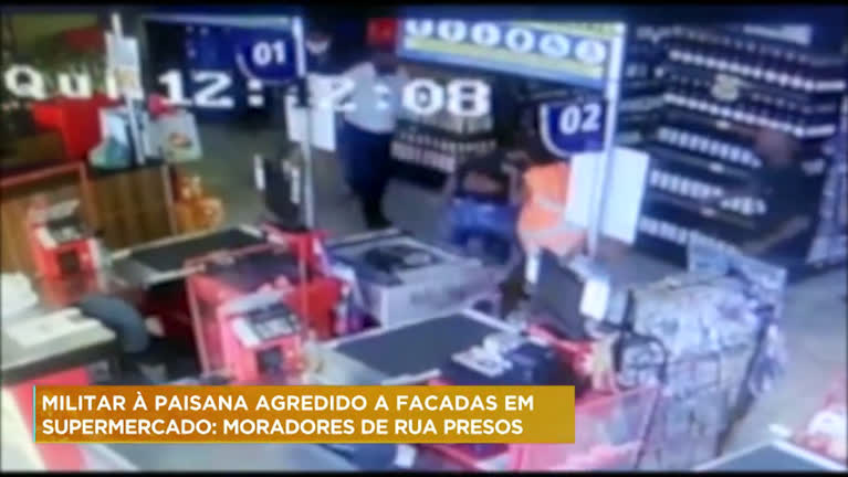 Vídeo: Militar é esfaqueado dentro de supermercado na Grande BH