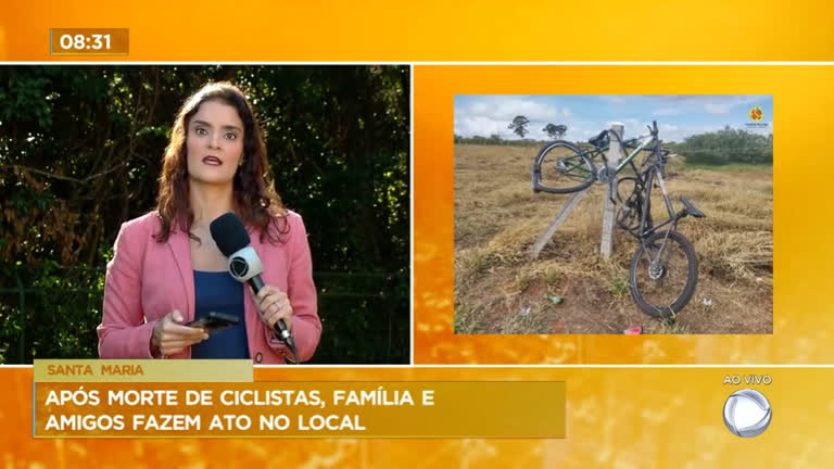 Vídeo: Após morte de casal de ciclista em Santa Maria (DF), família e amigos fazem ato no local
