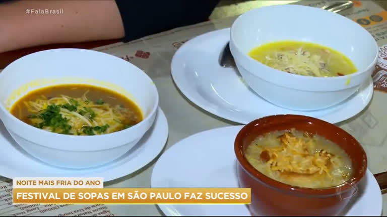 Vídeo: Festival de sopas faz sucesso na noite mais fria do ano em São Paulo