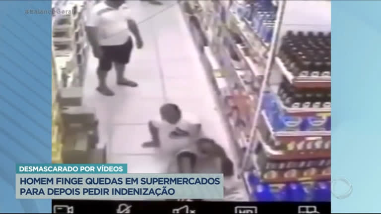 Vídeo: Homem finge cair em supermercados para pedir indenização