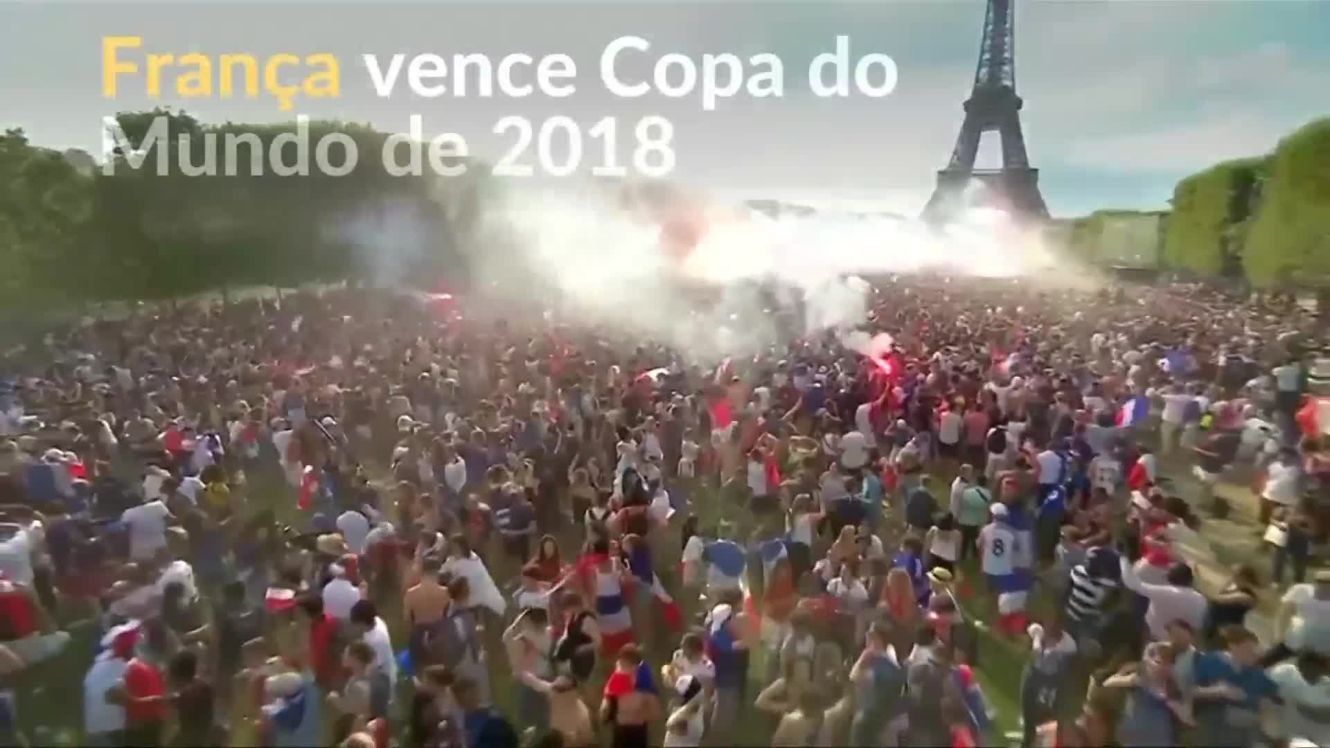 Vídeo: Franceses comemoram título da Copa do Mundo nas ruas de Paris