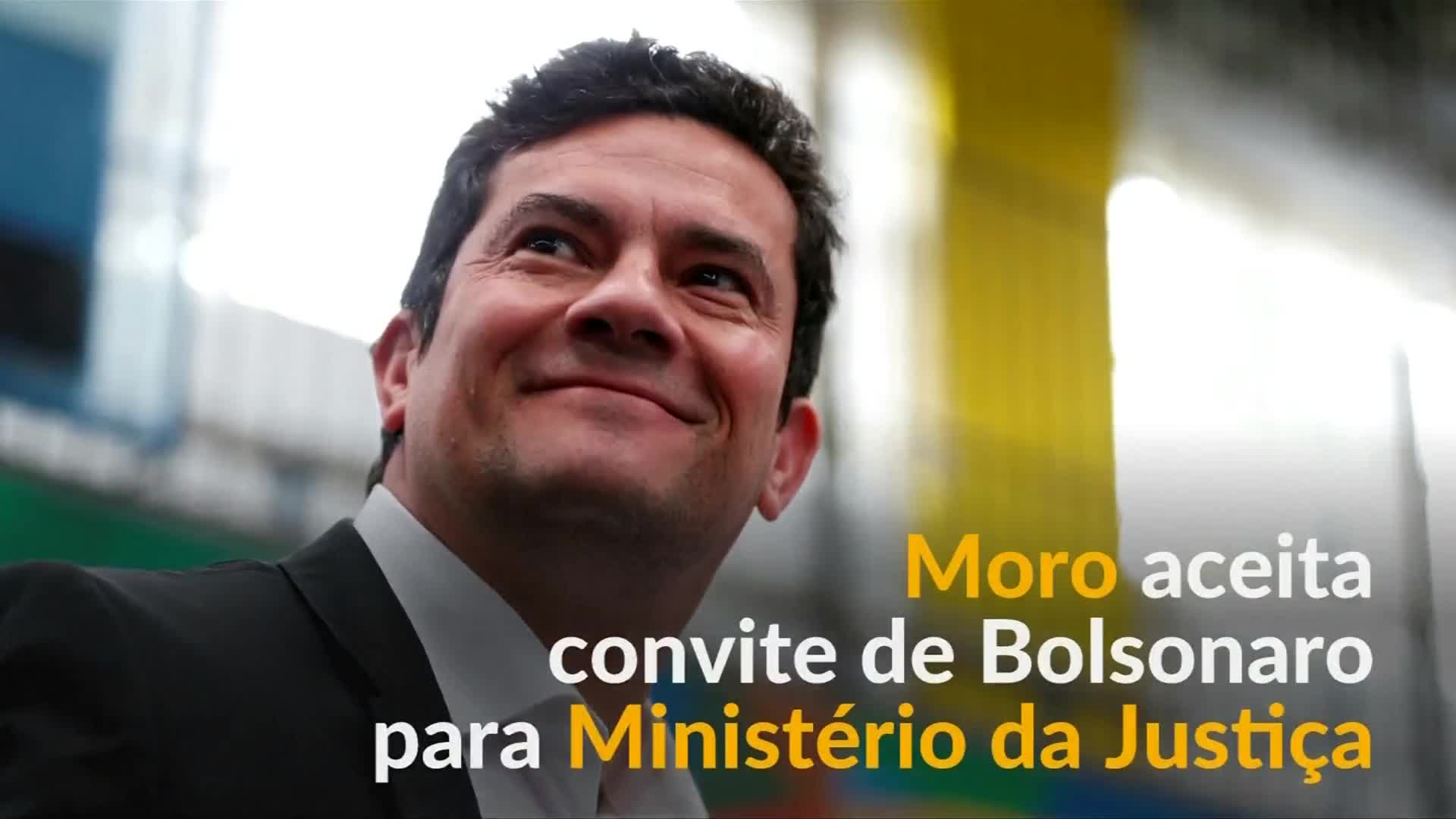 Vídeo: Moro aceita convite de Bolsonaro para Ministério da Justiça