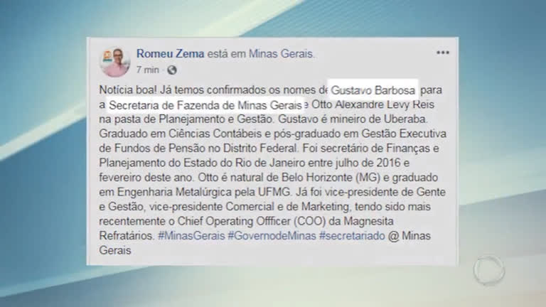Vídeo: Governador eleito de MG, Romeu Zema anuncia dois secretários